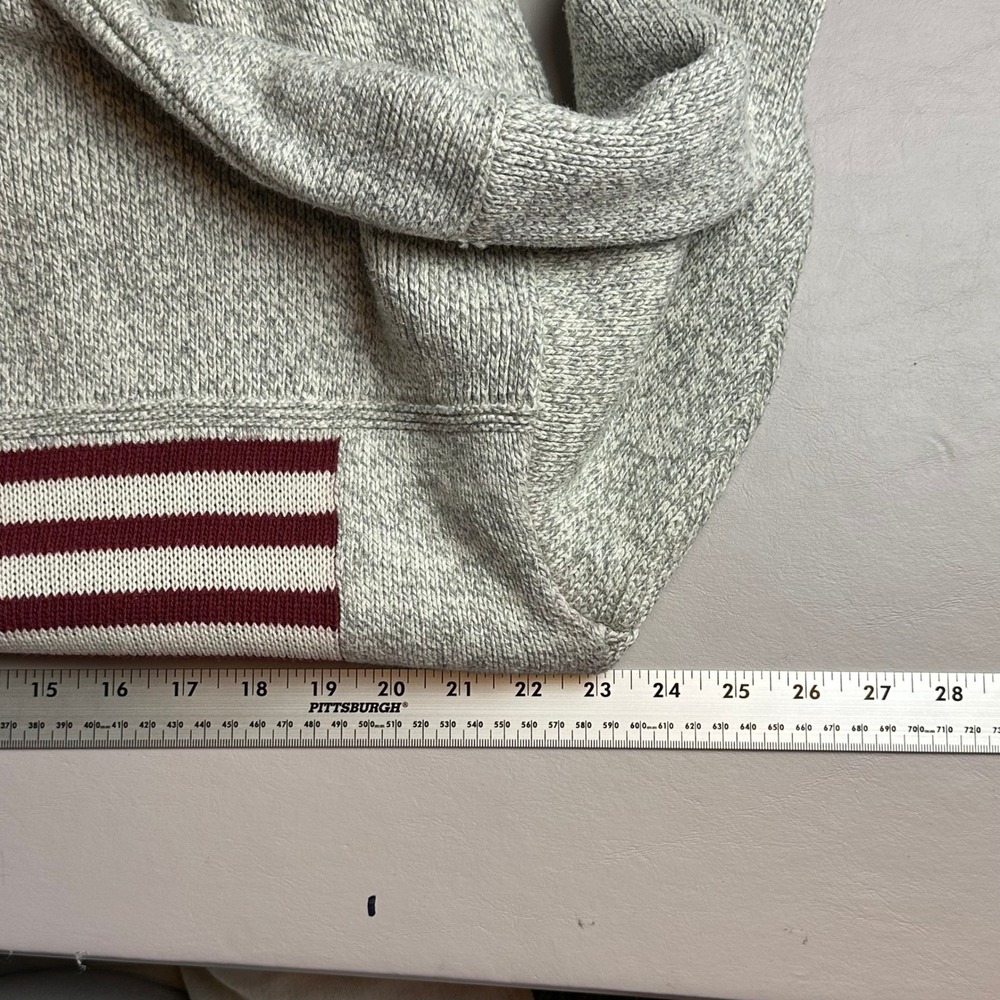 VINTAGE Cotton Club American Flag Sweater L 90s Grandpa Knit Coastal Grey‎ - Picture 7 of 11